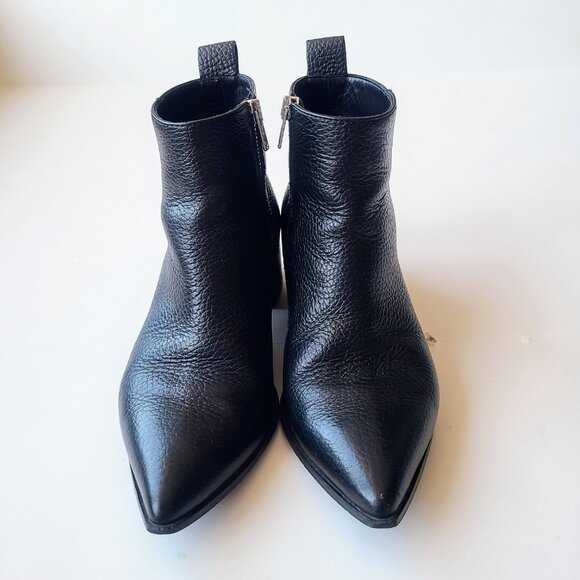 Everlane The Boss Matte Black Pebbled Leather Pointed Toe Ankle Booties Size 5.5 - Picture 9 of 16